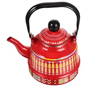 maxbus enamel tea kettle enamel teapot hot water kettle pot stovetop safe teapot with handle water heating pot coffee kettle for stovetop induction cooker red (color : red)