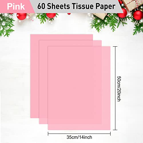 NEBURORA Pink Tissue Paper for Gift Bags 60 Sheets Pink Wrapping Tissue Paper Bulk 14 X 20 Inch Hot Pink Packaging Paper for Gift Wrap Filler Art Crafts DIY Birthday Wedding Baby Shower (Pink)