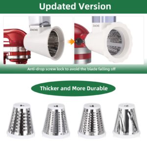 Updated Slicer/Shredder Attachments for KitchenAid Stand Mixers, Food Slicers Cheese Grater Attachment for Kitchenaid, Cheese Grater for KitchenAid Mixer with 4 Blades Dishwasher Safe