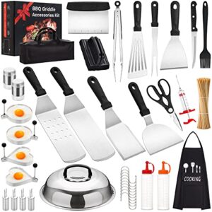 139pcs griddle accessories kit, aikwi flat top griddle grill tools set for blackstone and camp chef, upgrade grill bbq spatula set, included cheese melting dome, turner & more outdoor cooking tools