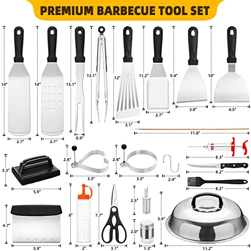 139PCS Griddle Accessories Kit, AIKWI Flat Top Griddle Grill Tools Set for Blackstone and Camp Chef, Upgrade Grill BBQ Spatula Set, Included Cheese Melting Dome, Turner & More Outdoor Cooking Tools