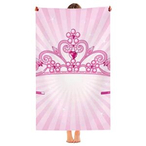 gyapuk crown pattern,extra large beach towel,shining princess crown,made from microfiber material for unisex,pink,30x60in