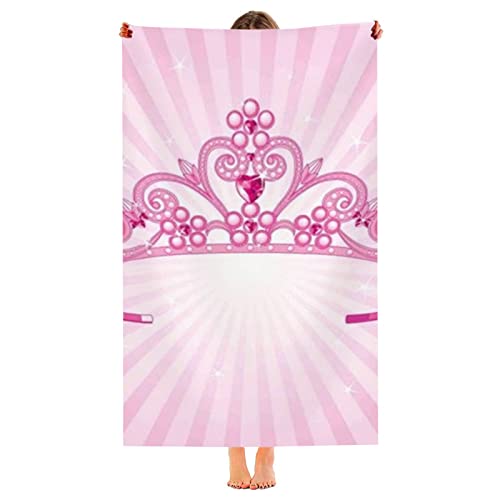 Gyapuk Crown Pattern,Extra Large Beach Towel,Shining Princess Crown,Made from Microfiber Material for Unisex,Pink,30x60in