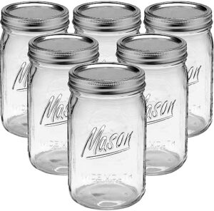 bedoo 6 pack 32 oz mason jars with wide mouth airtight lids and bands, clear quart mason jars for preserving, meal prep, overnight oats, canning, fermenting, pickling, party favors