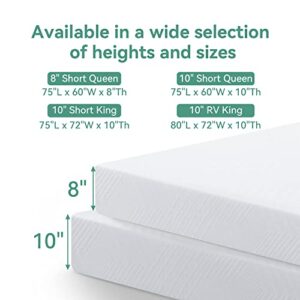 Opoiar RV Mattress 8" Short Queen,Green Tea Medium Firm Memory Foam Mattress in a Box,Pressure Relief,Campers/Trailers/Trucks Mattress in a Box,CertiPUR-US Certified,Made in USA