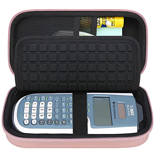 Canboc Carrying Case for Texas Instruments TI-30XS/ TI-36X Pro MultiView Scientific Calculator, Mesh Bag fit Cable, Batteries, Pens and Other Accessories, Rose Gold+Black (Case Only)