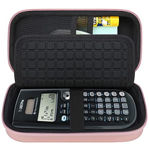 Canboc Carrying Case for Texas Instruments TI-30XS/ TI-36X Pro MultiView Scientific Calculator, Mesh Bag fit Cable, Batteries, Pens and Other Accessories, Rose Gold+Black (Case Only)