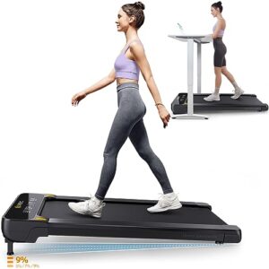 UREVO Incline Under Desk Treadmill, Walking Pad with 5%, 7%, Max 9% Auto Incline, 2.5HP Inclined Walking Treadmill with Remote Control and LED Display for Home and Office