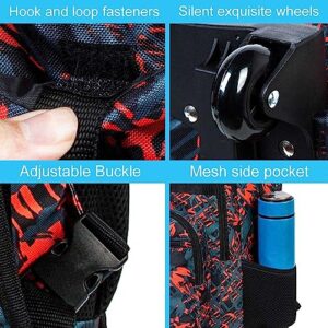 ZLYERT 3PCS Rolling Backpack for Boys, Travel Wheeled Backpacks for Adults, Teens College Roller Bookbag with Wheels for Men - Red