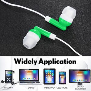 Yunsailing 100 Packs Earbuds Bulk Classroom Headphones Pack Individually Bagged 3.5 mm in-Ear Earphones with Wire for Students Adult Schools Hospitals Hotels Library Museums MP3 Gift (Green)