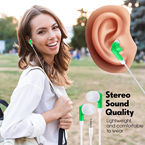 Yunsailing 100 Packs Earbuds Bulk Classroom Headphones Pack Individually Bagged 3.5 mm in-Ear Earphones with Wire for Students Adult Schools Hospitals Hotels Library Museums MP3 Gift (Green)