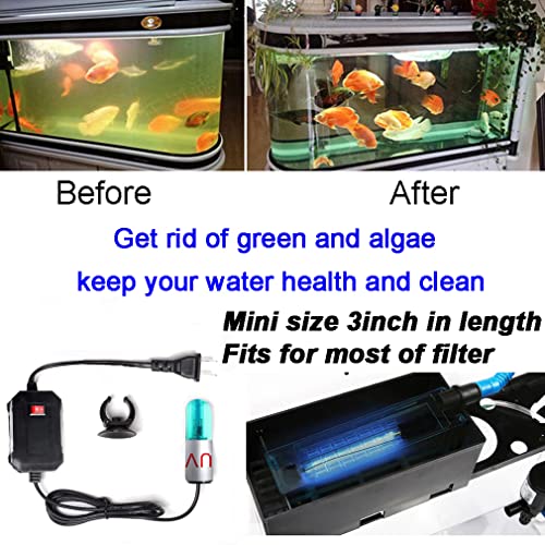 3W Aquarium Clean Light Algae Clear Green Bloom Clean Fish Tank Water Clean Lamp for Sump Pond Filter Tank