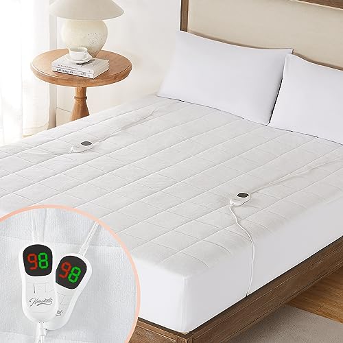 Homemate Heated Mattress Pad California King Size, Electric Mattress Pad King 5 Heated Setting Coral Fleece, Bed Warmer with Dual Controller & Auto Off 10 Hours, Fit Up to 21 Inch, 84"x72"