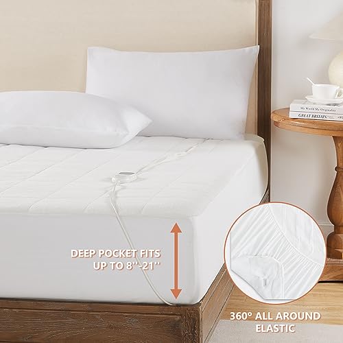 Homemate Heated Mattress Pad California King Size, Electric Mattress Pad King 5 Heated Setting Coral Fleece, Bed Warmer with Dual Controller & Auto Off 10 Hours, Fit Up to 21 Inch, 84"x72"