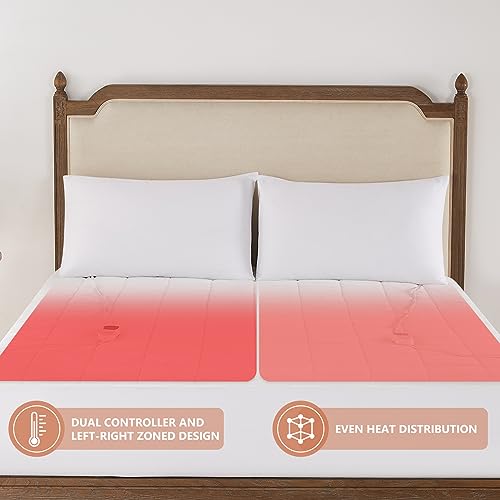 Homemate Heated Mattress Pad California King Size, Electric Mattress Pad King 5 Heated Setting Coral Fleece, Bed Warmer with Dual Controller & Auto Off 10 Hours, Fit Up to 21 Inch, 84"x72"