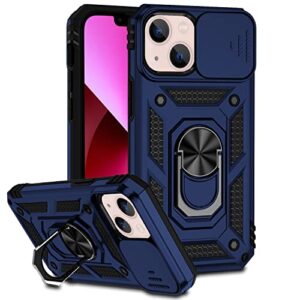 hitaoyou iphone 13 mini case, iphone 13 mini case with camera cover & kickstand military grade shockproof heavy duty protective girls women boy men phone case for iphone 13 mini 5.4'' blue