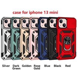 Hitaoyou iPhone 13 Mini Case, iPhone 13 Mini Case with Camera Cover & Kickstand Military Grade Shockproof Heavy Duty Protective Girls Women Boy Men Phone Case for iPhone 13 Mini 5.4'' Blue