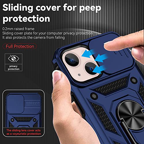 Hitaoyou iPhone 13 Mini Case, iPhone 13 Mini Case with Camera Cover & Kickstand Military Grade Shockproof Heavy Duty Protective Girls Women Boy Men Phone Case for iPhone 13 Mini 5.4'' Blue