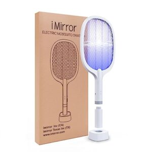 imirror bug zapper racket, 2 in 1 rechargeable electric fly swatter mosquito zapper swatter