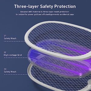 imirror Bug Zapper Racket, 2 in 1 Rechargeable Electric Fly Swatter Mosquito Zapper Swatter