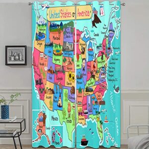 JretailAx United States Map Curtains Facts Geography USA Map Living Room Curtains United States Map Bedroom Blackout Curtains America Map Curtains W 42" L 63" Kids Teenager Boy Girl Gift 1