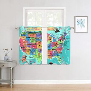 JretailAx United States Map Curtains Facts Geography USA Map Living Room Curtains United States Map Bedroom Blackout Curtains America Map Curtains W 42" L 63" Kids Teenager Boy Girl Gift 1