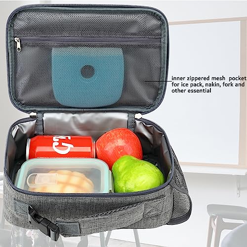 GYEUKHAM Insulated Lunch Box for School, Thermal Reusable Durable Freezable Lunch Bags for Kids Boys Girls Men Women - Small Soft Cooler Portable Lunch Tote Kit for Work Picnic Travel,Grey