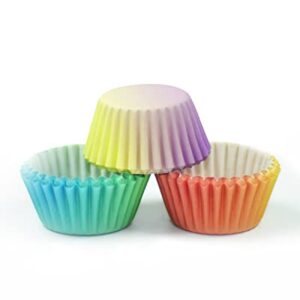 Mini Cupcake Liners Cupcake Cups 300-Count Food Grade Green Orange Gradient Design Cupcake Papers Baking Cups Cupcake Wrappers(Small Size) qiqee