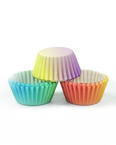 Mini Cupcake Liners Cupcake Cups 300-Count Food Grade Green Orange Gradient Design Cupcake Papers Baking Cups Cupcake Wrappers(Small Size) qiqee