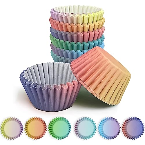 Mini Cupcake Liners Cupcake Cups 300-Count Food Grade Green Orange Gradient Design Cupcake Papers Baking Cups Cupcake Wrappers(Small Size) qiqee