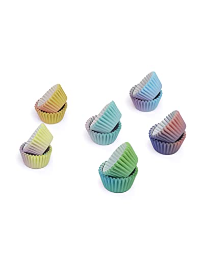 Mini Cupcake Liners Cupcake Cups 300-Count Food Grade Green Orange Gradient Design Cupcake Papers Baking Cups Cupcake Wrappers(Small Size) qiqee