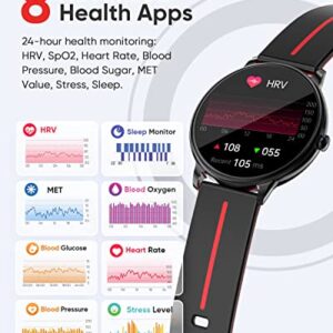 HYSTORM Health Smart Watch (HRV,BG) 1.43" AMOLED Always-on Display Fitness Tracker Watch with Bluetooth Call, 8 Health Apps Blood Glucose Heart Monitor Android iOS Waterproof Smartwatch for Men