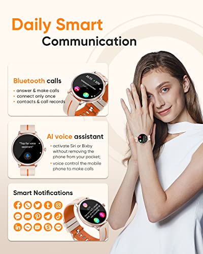 HYSTORM Health Smart Watches for Women, 1.43" AMOLED Always-on Display Fitness Tracker Smart Watch with Bluetooth Call, 8 Health Apps Blood Glucose HRV Monitor Waterproof Smartwatch for Android iOS