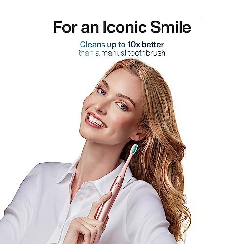 Aquasonic Icon ADA-Accepted Rechargeable Toothbrush | Magnetic Holder & Slim Travel Case | 2 Brushing Modes & Smart Timers | Modern & Convenient (Blush)