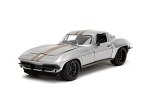 big time muscle 1:24 1966 chevrolet corvette stingray die-cast car, toys for kids and adults(silver)