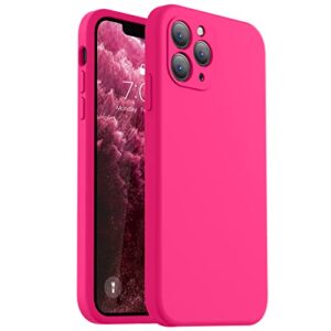 vooii compatible with iphone 11 pro max case, upgraded liquid silicone with [square edges] [camera protection] [soft anti-scratch microfiber lining] phone case for iphone 11 pro max - hot pink