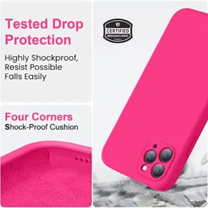 Vooii Compatible with iPhone 11 Pro Max Case, Upgraded Liquid Silicone with [Square Edges] [Camera Protection] [Soft Anti-Scratch Microfiber Lining] Phone Case for iPhone 11 Pro Max - Hot Pink