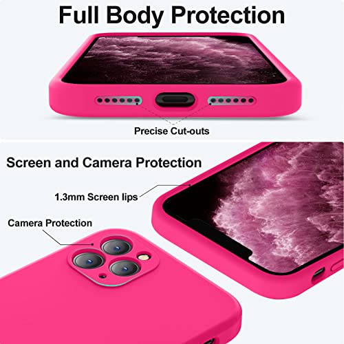 Vooii Compatible with iPhone 11 Pro Max Case, Upgraded Liquid Silicone with [Square Edges] [Camera Protection] [Soft Anti-Scratch Microfiber Lining] Phone Case for iPhone 11 Pro Max - Hot Pink