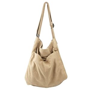 canvas hobo crossbody shoulder tote bag for women and men w/multi-pocket casual purse messenger bags travel work (khaki/607)