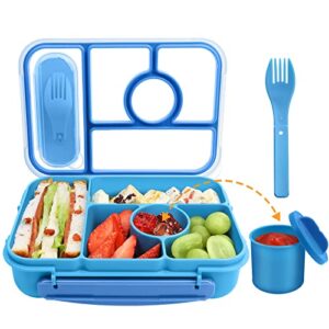 dagugu lunch box kids,bento box adult lunch box,lunch box containers for adults/kids/toddler,5 compartments bento lunch box with leakproof sauce vontainers,microwave/dishwasher/bpa free(blue)