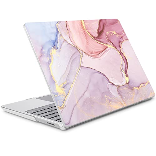 Mektron Designed 15" Microsoft Surface Laptop 3/4/5 Case 2019/2021/2022 Models:1872/1873/1953/1979 Laptop Cover,Plastic Hard Shell with Screen Protector + Keyboard Cover + Dust Plugs,Pink Marble