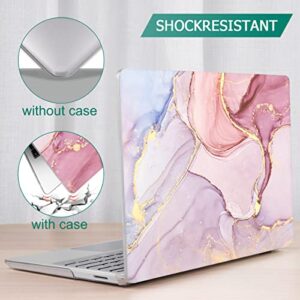 Mektron Designed 15" Microsoft Surface Laptop 3/4/5 Case 2019/2021/2022 Models:1872/1873/1953/1979 Laptop Cover,Plastic Hard Shell with Screen Protector + Keyboard Cover + Dust Plugs,Pink Marble