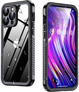 humixx for iphone 14 pro case waterproof, built-in 9h lens & screen protector [ip68 underwater][14ft military protection][360 full-body shockproof][dustproof] case for iphone 14 pro 6.1'' -black
