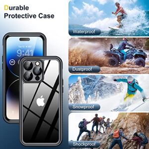 Humixx for iPhone 14 Pro Case Waterproof, Built-in 9H Lens & Screen Protector [IP68 Underwater][14FT Military Protection][360 Full-Body Shockproof][Dustproof] Case for iPhone 14 Pro 6.1'' -Black