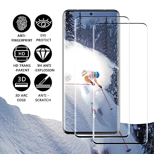 [2+2 Pack] Galaxy S21 Ultra Screen Protector, 9H Tempered Glass Include two Camera Lens Protector,Ultrasonic Fingerprint Compatible,3D Curved, HD Clear for Samsung S21 Ultra 5G Glass Screen Protector 6.8 Inch