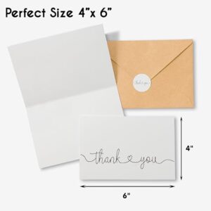 SPEBE Thank You Cards with Kraft Envelopes and Stickers, Bulk Pack of 20, Elegant 4x6-inch Design Modern & Minimalist , Large Thank You Notes for Wedding,Bridal Shower, Business, Baby Shower, Small Business,Funeral, Graduation