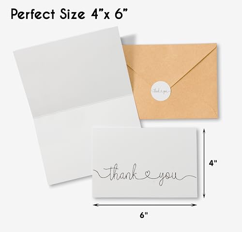 SPEBE Thank You Cards with Kraft Envelopes and Stickers, Bulk Pack of 20, Elegant 4x6-inch Design Modern & Minimalist , Large Thank You Notes for Wedding,Bridal Shower, Business, Baby Shower, Small Business,Funeral, Graduation