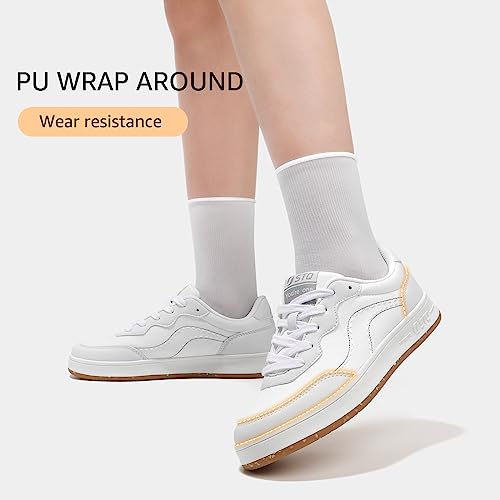 STQ White Sneakers for Women Comfortable Walking Sneakers Lightweight Tennis Shoes Breathable Canvas Sneakers White Size 6