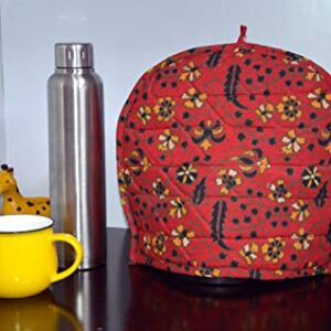 Handmade Kitchen Cozies-Teapot Warmers-Tea Cosy kitchen accessories Cotton kettle cover Tea Cozy Teapot cover Mandala Printed Tea Cozy (Red Mandala)