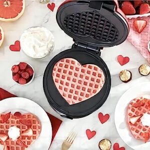 Mini Maker Waffle Maker 5“ Non-Stick Waffler Iron Stuffler Stuffed Wafflera Adjustable Browning Control, Heart, Pink